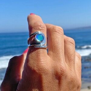LeightWorks Sterling Silver Raima Ring ~ Aqua Women’s size 8